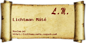 Lichtman Máté névjegykártya